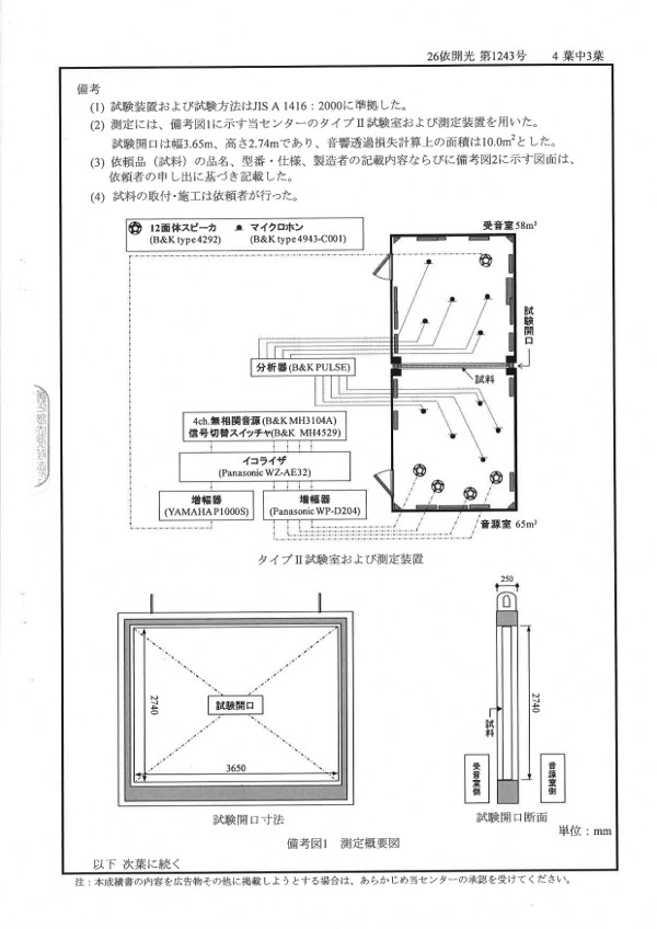 音響透過損失測定成績証明書3